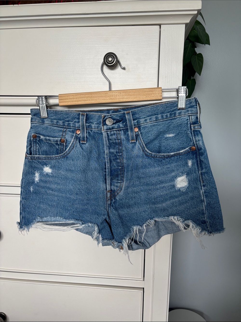 Levi's Distressed Blue Denim Cutoff Shorts